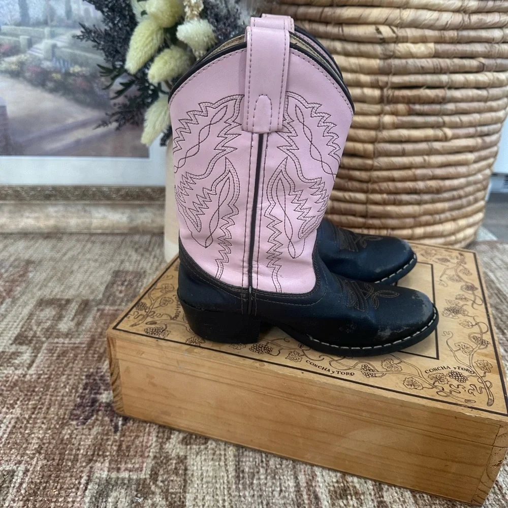 Smoky Mountain Girls Western Cowgirl Boots Size 12.5 Monterey Leather Pink Brown